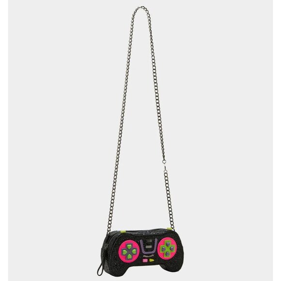 Betsey Johnson Handbags - Kitsch Level Up Black Rhinestone Video Game Controller Purse Bag NEW RARE
